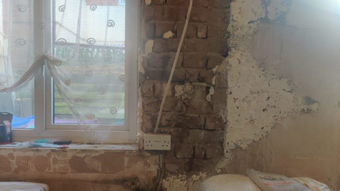 Walls stripped back